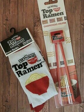 Nissin Top Ramen Socks & Chopstick Helper Gift Set Bundle NWT